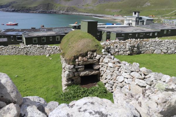 Overlooking the RADAR/MOD/missile tracking facilities.
And showing one of the semi-underground storage facilities used by the islanders