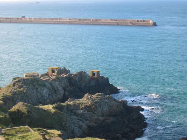 German gun positions overlooking Braye harbour, Alderney