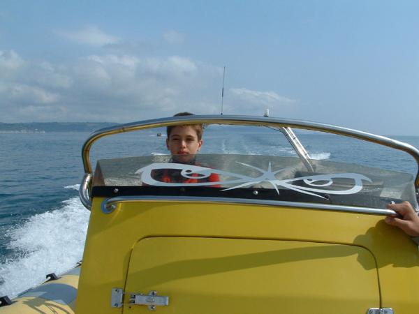 Little Nasher at the wheel of the Ocean