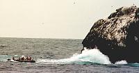 Climbing Rockall from a Greenpeace rib in 1998