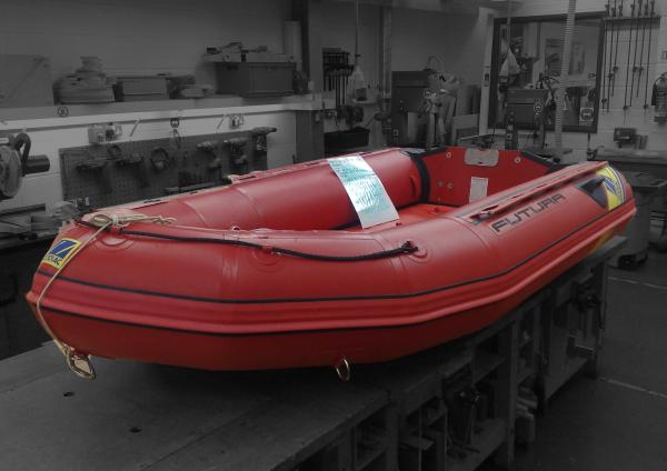 STOLEN - ZODIAC FUTURA dinghy as shown. Two patches on hull. One oblong about 30 x 10 cm. Other circular about 15cm diameter. Boat about 3m x 2m.