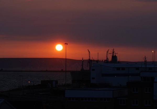 Sunrise over Portland Harbour