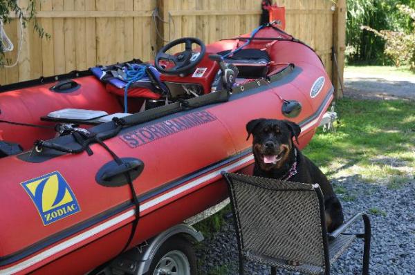 Heidi wondering why the boat's not in the water.  :)