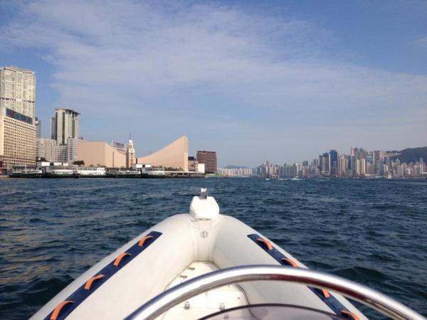 Through Hong Kong Harbour with Tsim Sha Tsui on the left...