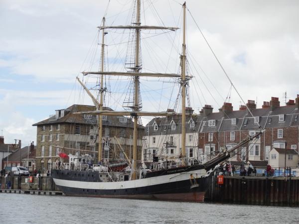 Tall ship about to set sail from Weymouth to support the Shackleton re-enactment.