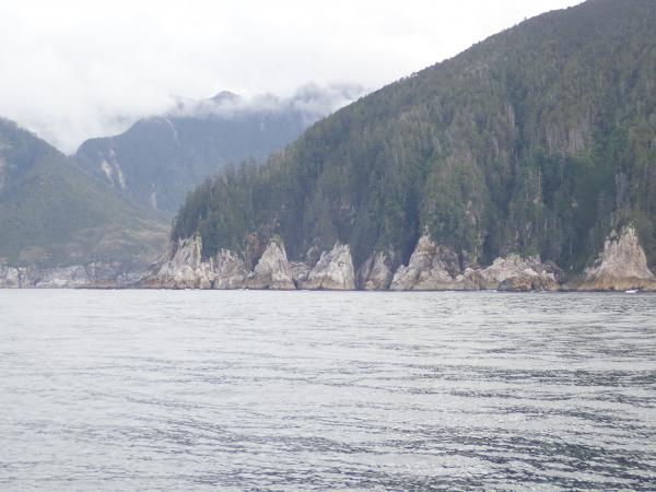 Wild west side of Moresby Island.  Had to stay well off shore as the area is largely uncharted.  Soundings on charts seemed to be largely interpolations and came across several reefs that should not have been there.  Inlets were mostly just outlines without any soundings.