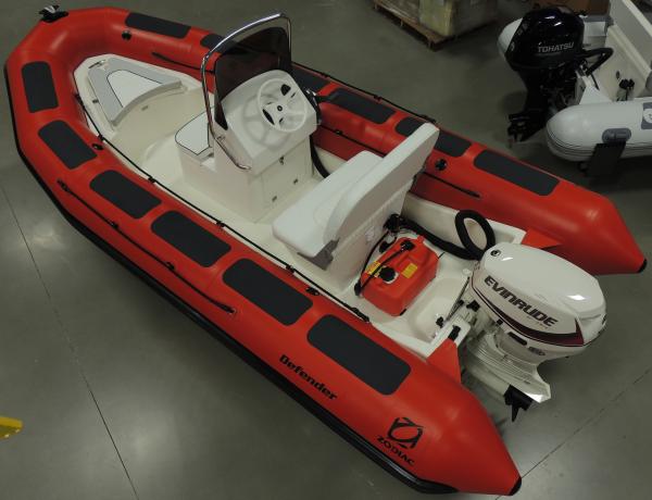 Zodiac-Defender Pro 500DP with Evinrude E50
Custom 1670 Decitex Hypalon tubes
Length 15' 5"