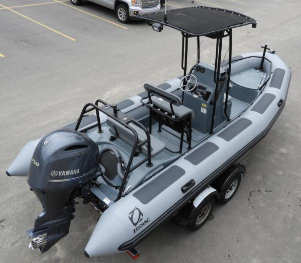 Zodiac-Defender Pro Patrol 650DP with Yamaha F150
Custom 1670 Decitex Hypalon tubes
Length 20' 8"